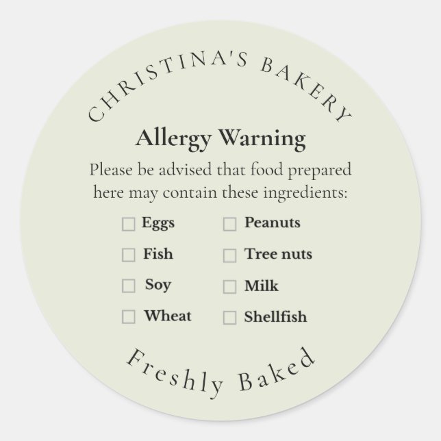 Small Batch Allergy Allert Label (Front)