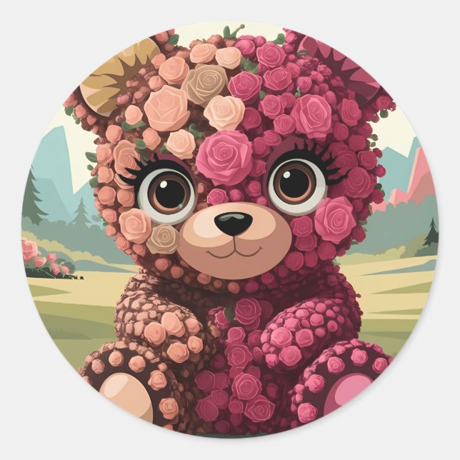 small bear classic round sticker (Front)