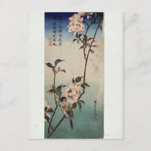 Small Bird on a Branch of Kaidozakura by Hiroshige Postcard