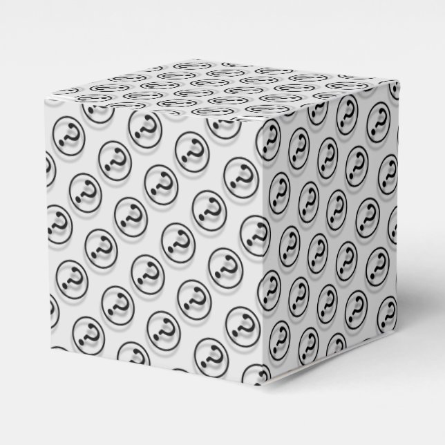 Small Black and White Question Marks Favour Box (Front Side)