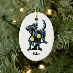 Small Black Dog Personalised Ceramic Ornament