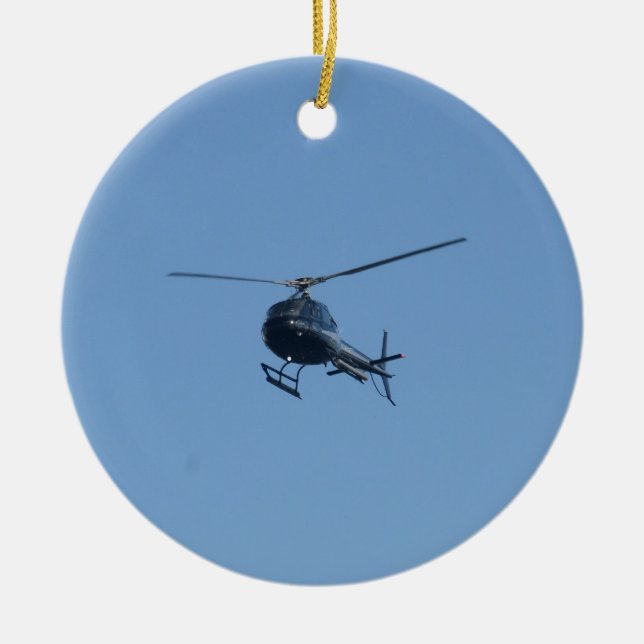 Small black helicopter. ceramic ornament (Front)