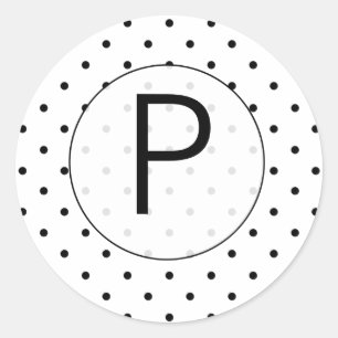 Small Black Polka Dots Monogrammed Sticker