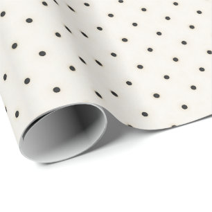Small Black Polka Dots on Distressed Ivory Wrapping Paper