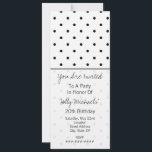 Small Black Polka Dots Party Invitation<br><div class="desc">An all purpose generic party invitation featuring a pattern of small black polka dots over a white background.  Personalise the text over sheer white bottom section with black trim.  Look for matching items at Jill's Paperie.</div>