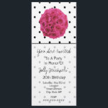 Small Black Polka Dots / Roses Party Invitation<br><div class="desc">An all purpose generic party invitation featuring a pattern of small black polka dots over a white background.  Personalise the text over sheer white bottom section with black trim.  Hot pink rose bouquet at top.  Look for matching items at Jill's Paperie.</div>