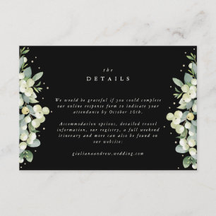 Small Black Snowberry+Eucalyptus Wedding Details Enclosure Card