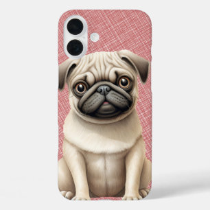 SMALL BLACK & TAN PUG PUPPY DOG iPhone 16 PLUS CASE