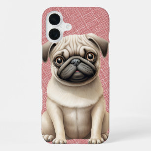 SMALL BLACK & TAN PUG PUPPY DOG iPhone 16 PLUS CASE