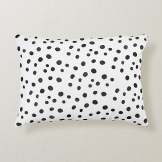 Small Black Watercolor Abstract Polka Dots Decorative Cushion