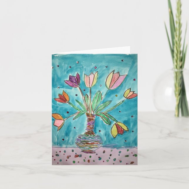Small blank greeting card (Tulips) (Front)