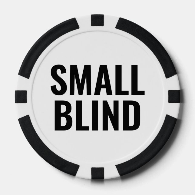 Small Blind Simple Black White Text Poker Chips (Front)