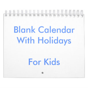 Small Blue Blank Calendar For Kids Holidays