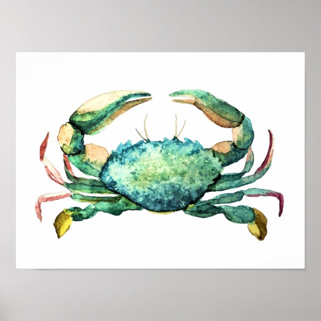 Small Blue Crab Watercolor Print (Front)
