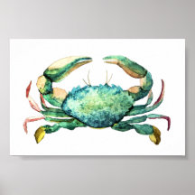 Small Blue Crab Watercolor Print