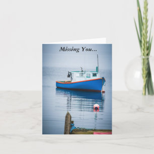 Small Blue Fishing Boat Card