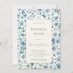 Small Blue Flowers Rehearsal Dinner Invitation