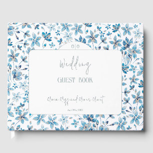 Small Blue Flowers Wedding  Guest Book