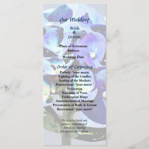 Small Blue Hydrangea Wedding Program