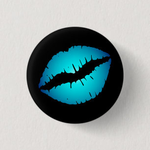Small Blue Lips Button