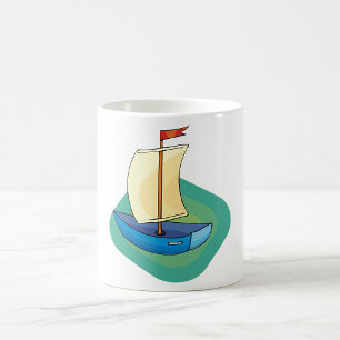 Small Blue Sail Boat Coffee Mug