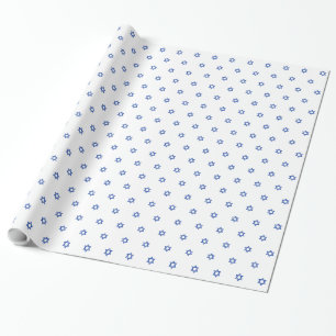 Small Blue Star Of David White Wrapping Paper