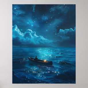 Small Boat on the Ocean Poster