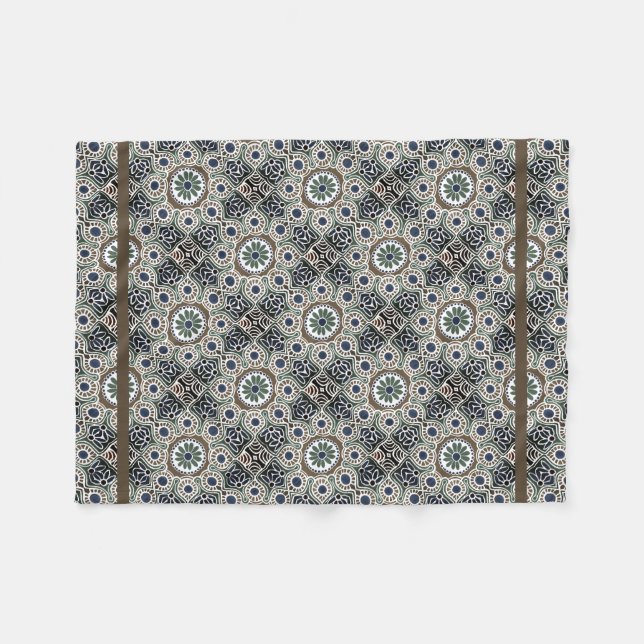 Small boho with tan medallions Fleece Blanket (Front (Horizontal))