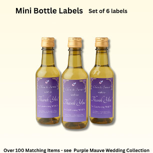Small Bottle Labels, Purple Mauve Flowers Wine Label