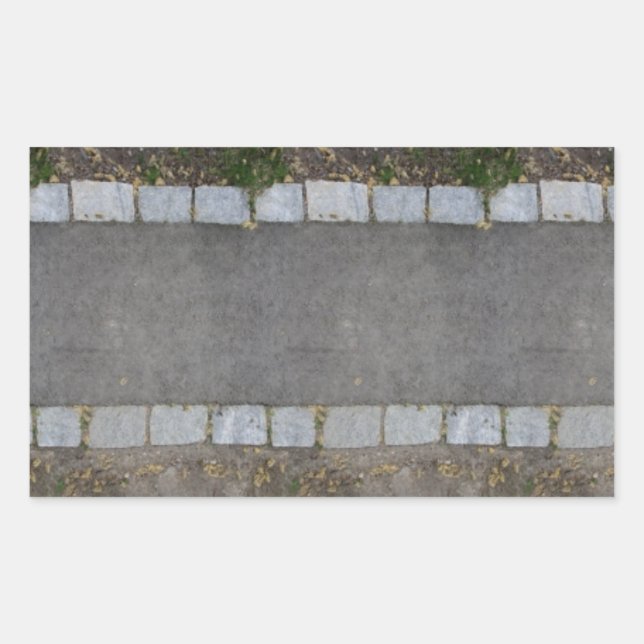 small brick-lined pathway with grass and dirt rectangular sticker (Front)