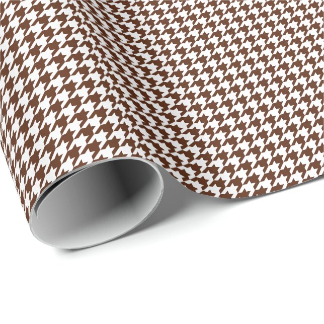 Small Brown and White Houndstooth Wrapping Paper (Roll Corner)
