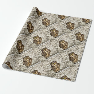 Small Brown Barn Owl Artistic Portrait Wrapping Paper