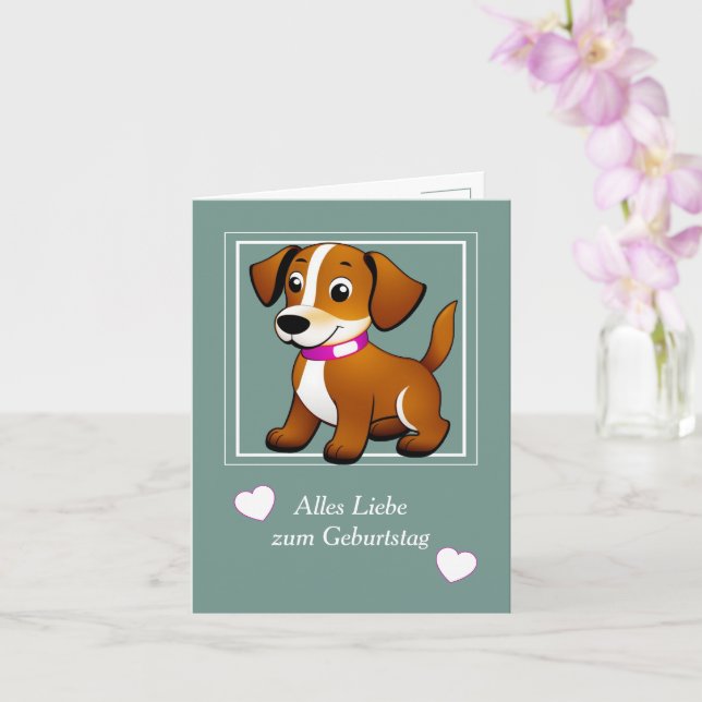 Small brown dog, standing -  card (Orchid)