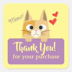 Small Business Cat Thank You Square Sticker