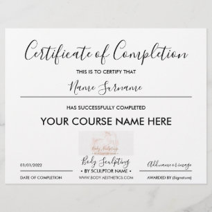 Small business certificate of completion