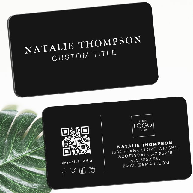 Small Business Cool QR Code With Logo Designer Business Card (Creator Uploaded)