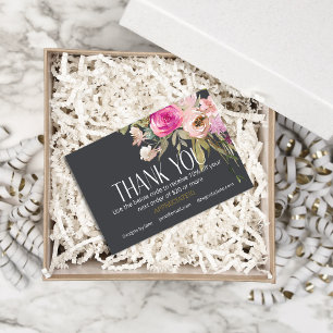 Small Business Coupon Dusty Pink Floral Thank You Enclosure Card