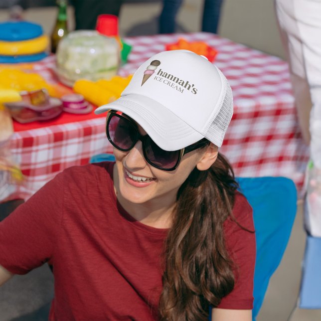 Small Business Custom Ice Cream Shop  Trucker Hat (Ice cream cone small business custom baseball hat.)