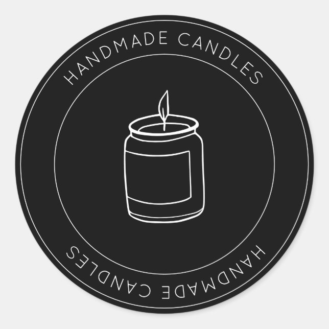 Small Business custom modern black handmade Candle Classic Round Sticker (Front)