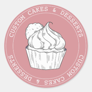 Small Business custom modern blush cupcakes  Classic Round Sticker