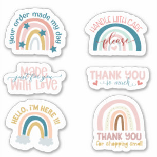 Small Business Cute Rainbow Thank You Stickers