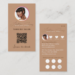Small Business Discount Loyalty QR Code Spray Tan Business Card