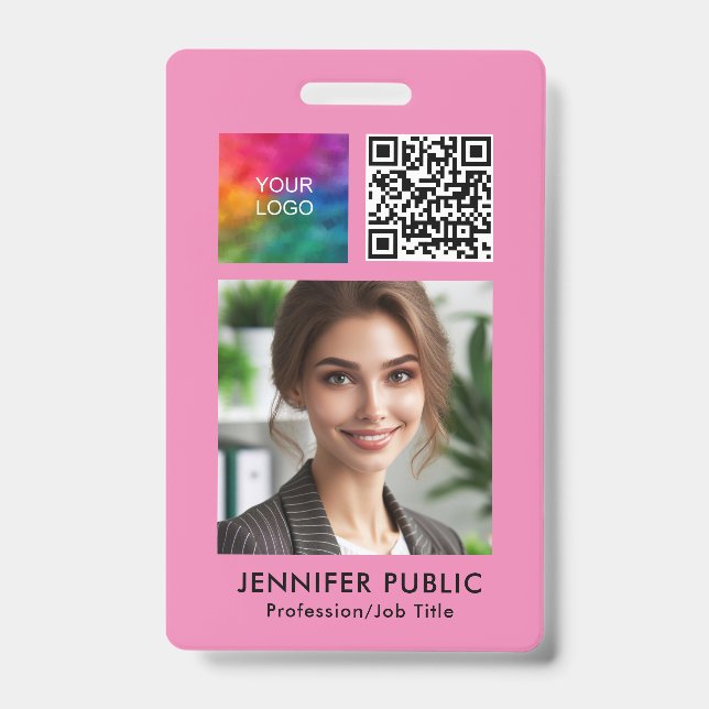 Small Business Employee QR Code Logo Template ID Badge (Front)