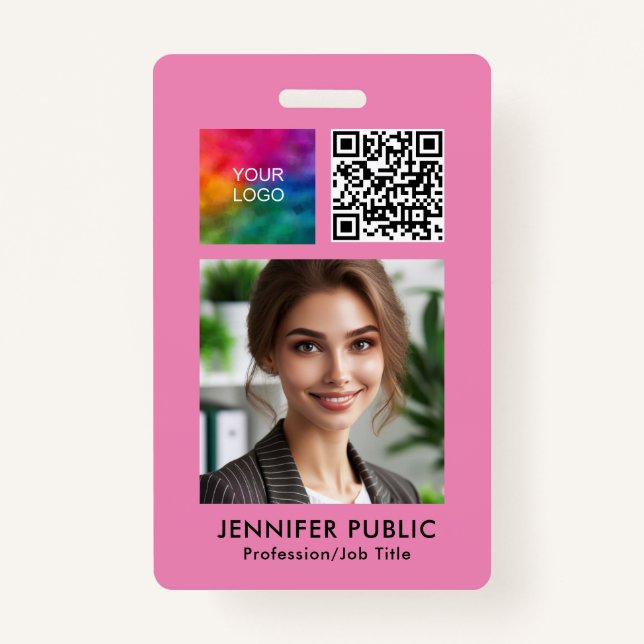 Small Business Employee QR Code Logo Template ID Badge (Front)
