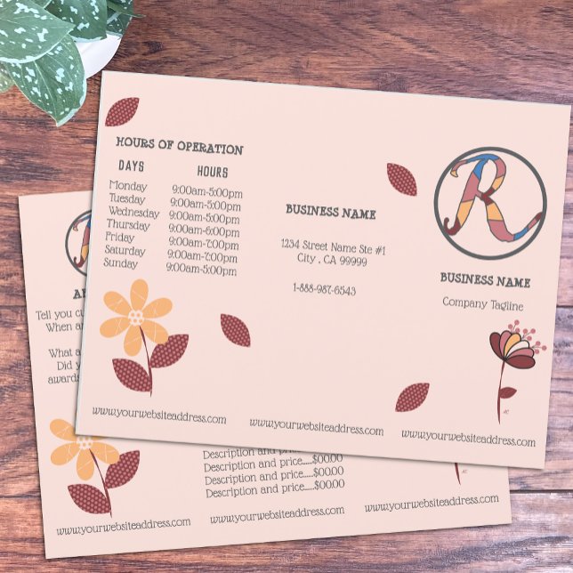 Small Business Floral Tri-Fold Price List Brochure (Creator Uploaded)