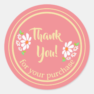 Small Business Flower Thank You Classic Round Sticker