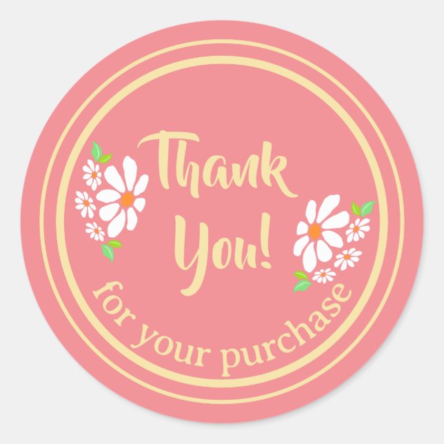 Small Business Flower Thank You Classic Round Sticker (Front)