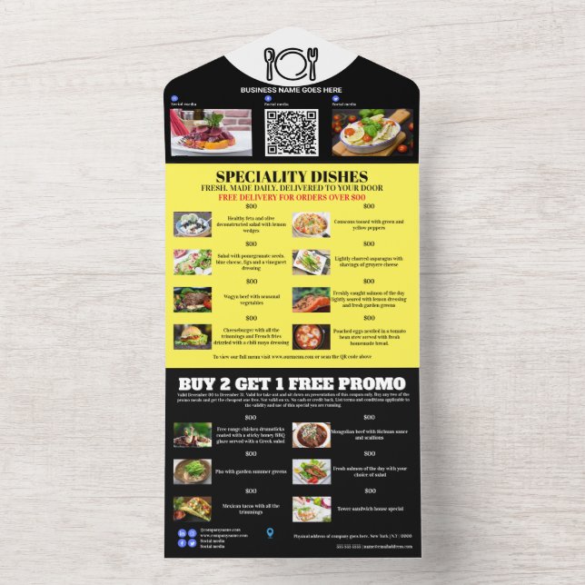 Small business food delivery DIY photo logo black  All In One Invitation (Inside)