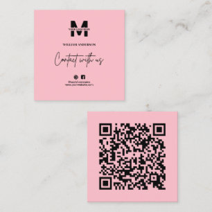 Small Business Instagram Facebook QR Code Pink Square Business Card