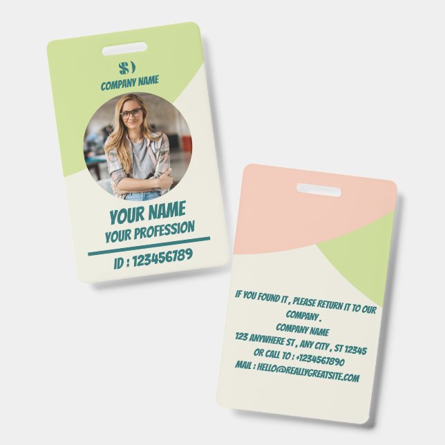 Small Business Logo Custom Round Badge ID Badge (Front & Back)